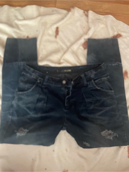 hd jeans Denim - Dark Blue Women’s Boyfriend Jeans with Distressed Detail